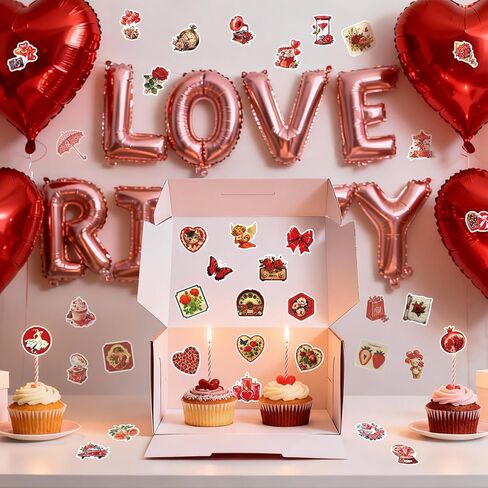 212Pcs Valentine's Day Sticker, Love Stickers,Waterproof Vinyl Valentine Decal for Water Bottles Laptop Scrapbook, Notebook Vision Board Decoration,Pink Heart Decals Romantic Stickers in Kuwait