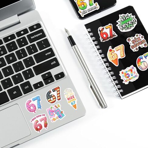 67Pcs 67 Stickers, 6 7 Birthday Decorations Meme Stickers, Funny 6 7 Sticker Pack, Six Seven Birthday Decorations, Waterproof Vinyl Gifts for Water Bottle, Phone Case in Kuwait