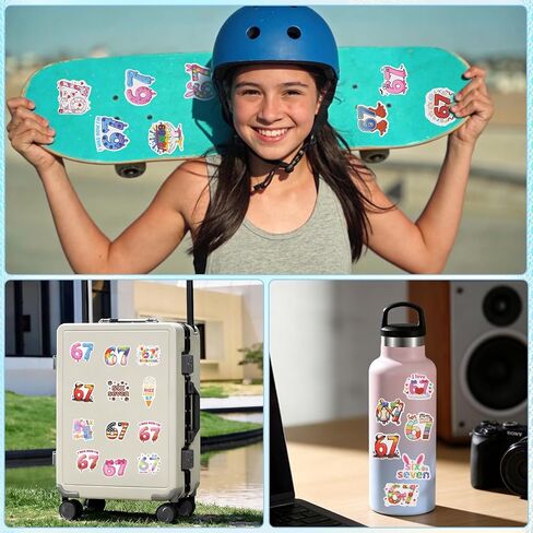 67Pcs 67 Stickers, 6 7 Birthday Decorations Meme Stickers, Funny 6 7 Sticker Pack, Six Seven Birthday Decorations, Waterproof Vinyl Gifts for Water Bottle, Phone Case in Kuwait