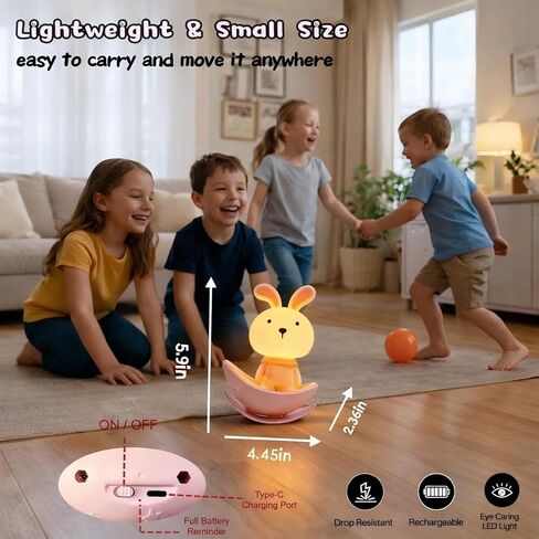 Night Lights for Kids,Rechargeable Nightlight,Small Lamps for Baby Nursery,Pink Bunny Potable Lamp,Soft Eye Caring,Breastfeeding,Sleep Aid,Cute Funny Elegant Gifts for Toddler Boys Girls in Kuwait