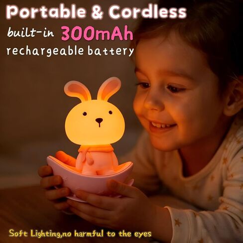 Night Lights for Kids,Rechargeable Nightlight,Small Lamps for Baby Nursery,Pink Bunny Potable Lamp,Soft Eye Caring,Breastfeeding,Sleep Aid,Cute Funny Elegant Gifts for Toddler Boys Girls in Kuwait