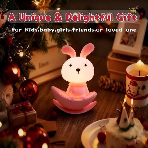 Night Lights for Kids,Rechargeable Nightlight,Small Lamps for Baby Nursery,Pink Bunny Potable Lamp,Soft Eye Caring,Breastfeeding,Sleep Aid,Cute Funny Elegant Gifts for Toddler Boys Girls in Kuwait