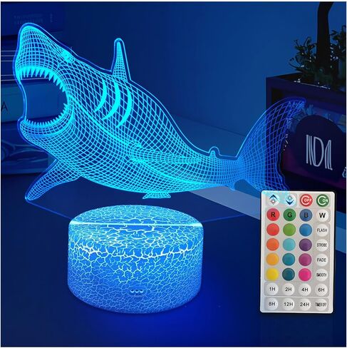 Megalodon Night Light, Nursery Night Lamp for Kids, 16 Color Changing with Dimmable Remote Control, Toy Shark Gifts for Girls Boys Teen Kids Family, Bedroom Shark Theme Decortive in Saudi Arabia