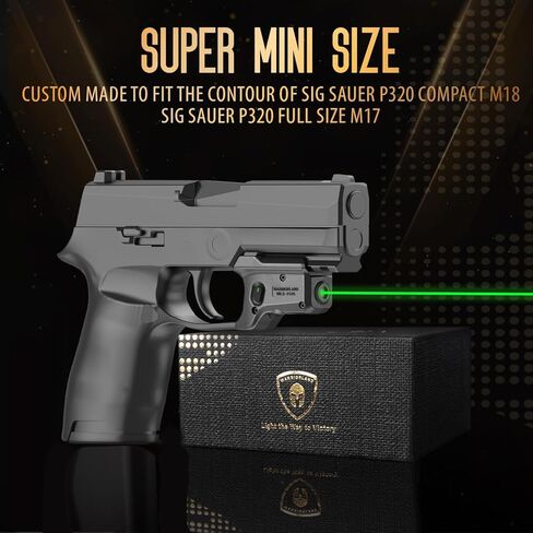 WARRIORLAND Trigger Laser يناسب Sig Sauer P320 Compact M18 & P320 بالحجم الكامل M17، أول شعاع أخضر مع مؤشر الطاقة، P320 Trigger Guard Laser مع مفتاح تشغيل/إيقاف يمكن استخدامه بكلتا اليدين، WLS-112G in Kuwait