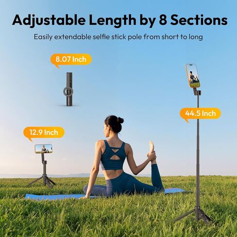 ULANZI SK26 Magnetic Phone Tripod, 44.5'' Selfie Stick for Magsafe w Remote, Portable Tripod for iPhone 17 Pro Extendable Cell Phone Stand Lightweight for Vlog Travel Recording Streaming Selfies in Kuwait
