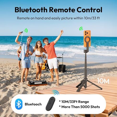ULANZI SK26 Magnetic Phone Tripod, 44.5'' Selfie Stick for Magsafe w Remote, Portable Tripod for iPhone 17 Pro Extendable Cell Phone Stand Lightweight for Vlog Travel Recording Streaming Selfies in Kuwait