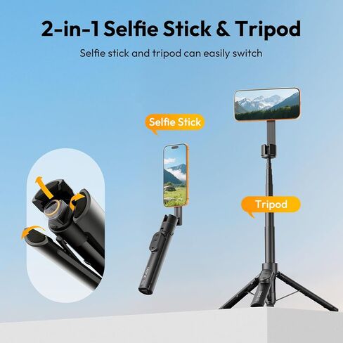 ULANZI SK26 Magnetic Phone Tripod, 44.5'' Selfie Stick for Magsafe w Remote, Portable Tripod for iPhone 17 Pro Extendable Cell Phone Stand Lightweight for Vlog Travel Recording Streaming Selfies in Kuwait