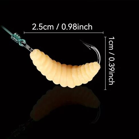 12Pcs Rubber Maggots Fishing Bait, Fishing Maggot, Bulk Fishing Grubs for Trout, Crappie, Pan Fish, Bluegill, Fresh Water Fishing Lures Set(Hooks and Worms) in Saudi Arabia