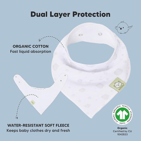 KeaBabies 8-Pack Organic Baby Bandana Drool Bibs and 6-Pack Baby Burp Cloths for Baby Boys and Girls - Stylish Unisex Bandana Bibs - Organic Cotton Burp Clothes for Baby Boy - Super Absorbent Bandana in Saudi Arabia
