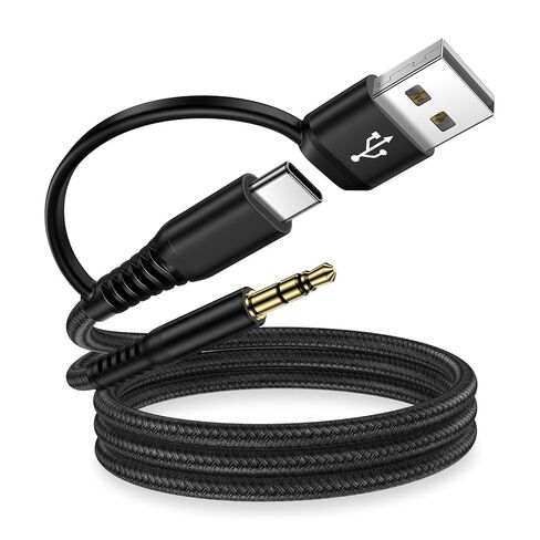 كابل USB إلى 3.5 مم صوت Aux، 2 في 1 3FT USB C & USB A إلى 3.5 مم محول مقبس صوت ذكر TRS سلك Aux ستيريو للسيارة لسماعات الرأس، ومكبر الصوت، والكمبيوتر الشخصي، والكمبيوتر المحمول، وأجهزة الكمبيوتر المكتبية، وSamsung Galaxy A17 A16 A15 S25 S24 S23 S22 S21 in Kuwait