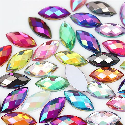 100 pcs 15x7mm ab jewels gems gems أحجار الراين للحرف اليدوية ، حصان العين ، أحجار أحجار أكريليك للأحجار الكريلية لزخارف الحفلات في عيد الهالوين ، ملابس الزفاف ، ملحقات صياغة diy (00 لون مختلط) in Kuwait