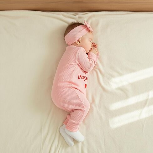 زي My First Valentine Baby Girl لحديثي الولادة على شكل قلب وأكمام طويلة بدلة رومبير لفصل الربيع ملابس للفتيات الرضع in Kuwait