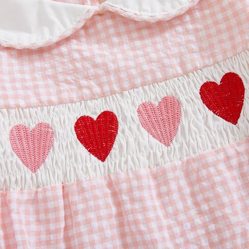 Baby Girl Valentines Day Outfit Bubble Romper Short Sleeve Newborn Toddler Heart Smocked Onesie Vintage Clothes in Saudi Arabia