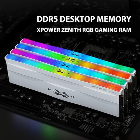 Silicon Power Zenith RGB DDR5 5200MT/s (PC5-41600) CL38 16GB AMD Expo/Intel XMP 3.0 Dual Pack 1.25V Desktop Unbuffered DIMM SP016GXLWU520FSH White in Saudi Arabia