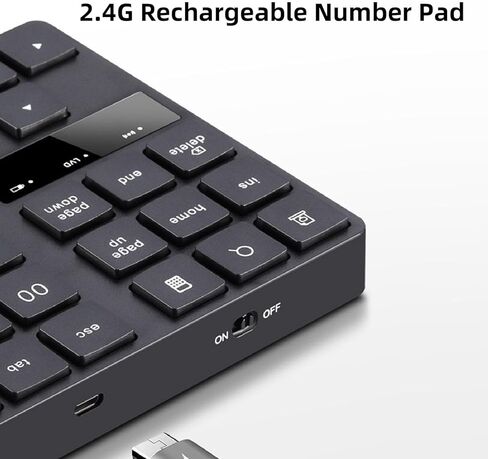 لوحة أرقام لاسلكية من Cuifati، 35 مفتاحًا 2.4G لوحة مفاتيح رقمية محمولة، لوحة مفاتيح أرقام قابلة لإعادة الشحن لأجهزة الكمبيوتر المحمول والأعمال التجارية المنزلية، نطاق 10 أمتار in Saudi Arabia