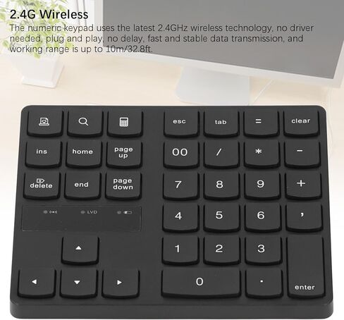 لوحة أرقام لاسلكية من Cuifati، 35 مفتاحًا 2.4G لوحة مفاتيح رقمية محمولة، لوحة مفاتيح أرقام قابلة لإعادة الشحن لأجهزة الكمبيوتر المحمول والأعمال التجارية المنزلية، نطاق 10 أمتار in Saudi Arabia