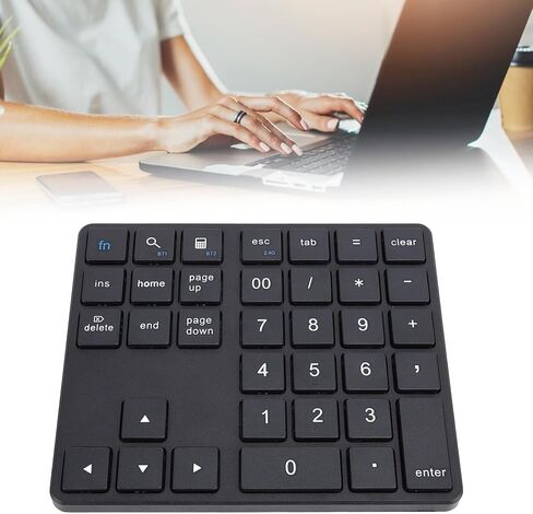 Zunate 2.4G 35 Keys Keypad USB Keypad for Laptop, Portable Wireless Number Pad, Wireless Numeric Keypad 35 Keys, Portable Keyboard Extensions with BT5.0 and BT3.0 (Black) in Kuwait