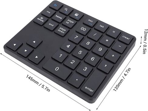 Zunate 2.4G 35 Keys Keypad USB Keypad for Laptop, Portable Wireless Number Pad, Wireless Numeric Keypad 35 Keys, Portable Keyboard Extensions with BT5.0 and BT3.0 (Black) in Kuwait