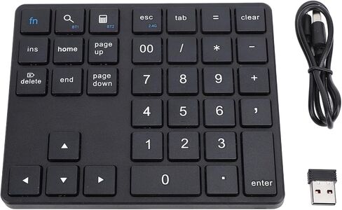 Zunate 2.4G 35 Keys Keypad USB Keypad for Laptop, Portable Wireless Number Pad, Wireless Numeric Keypad 35 Keys, Portable Keyboard Extensions with BT5.0 and BT3.0 (Black) in Kuwait