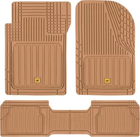 سجادات أرضية مطاطية شديدة التحمل من Cat® ToughLiner وبطانة صندوق البضائع لسيارة SUV Van Sedan، رمادي - زخرفة لتناسب جميع الأحوال الجوية، سجادة أرضية السيارة ذات الأطباق العميقة، حماية كاملة من الأوساخ in Saudi Arabia