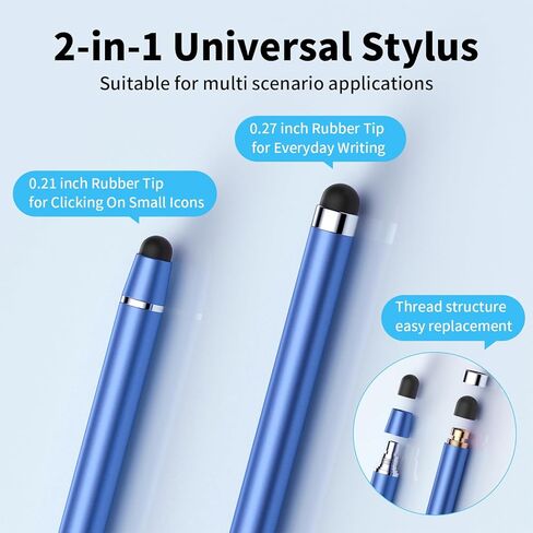Stylus Pen for Touchscreen,2 in 1 High Precision and Sensitivity Stylus,Stylus Pen for iPad/iPhone/Android/Samsung Smartphone and Tablets,Compatible with Touch Screens(Black/Blue/Silver) in Saudi Arabia