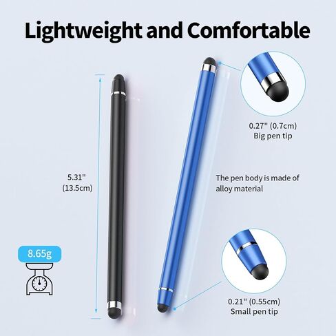 Stylus Pen for Touchscreen,2 in 1 High Precision and Sensitivity Stylus,Stylus Pen for iPad/iPhone/Android/Samsung Smartphone and Tablets,Compatible with Touch Screens(Black/Blue/Silver) in Saudi Arabia