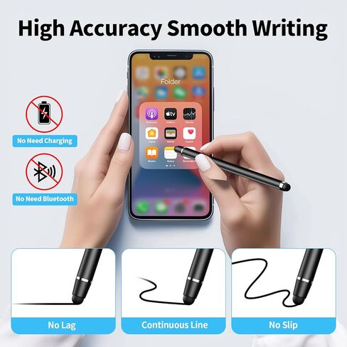 Stylus Pen for Touchscreen,2 in 1 High Precision and Sensitivity Stylus,Stylus Pen for iPad/iPhone/Android/Samsung Smartphone and Tablets,Compatible with Touch Screens(Black/Blue/Silver) in Saudi Arabia