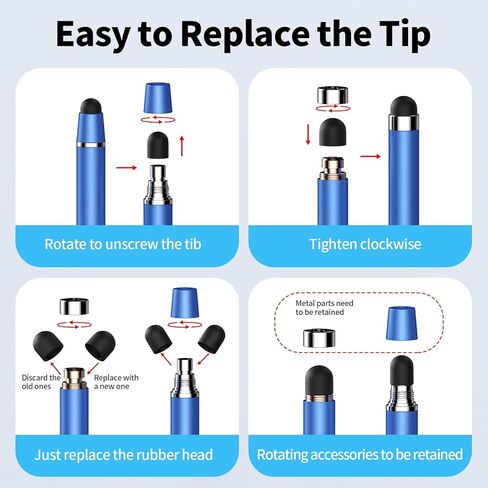 Stylus Pen for Touchscreen,2 in 1 High Precision and Sensitivity Stylus,Stylus Pen for iPad/iPhone/Android/Samsung Smartphone and Tablets,Compatible with Touch Screens(Black/Blue/Silver) in Saudi Arabia