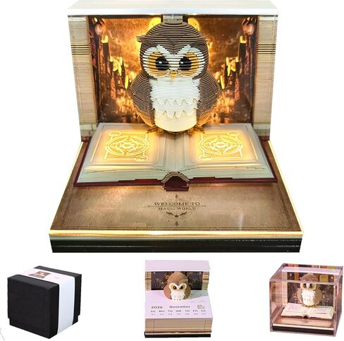 تقويم ثلاثي الأبعاد 2026، تقويم قطعة الوقت 2026، لوحة مذكرة إبداعية ثلاثية الأبعاد مع أضواء، هدية تزيين سطح المكتب فن نحت الورق DIY لأعياد الميلاد وأعياد الميلاد (الأرض الزرقاء) in Kuwait