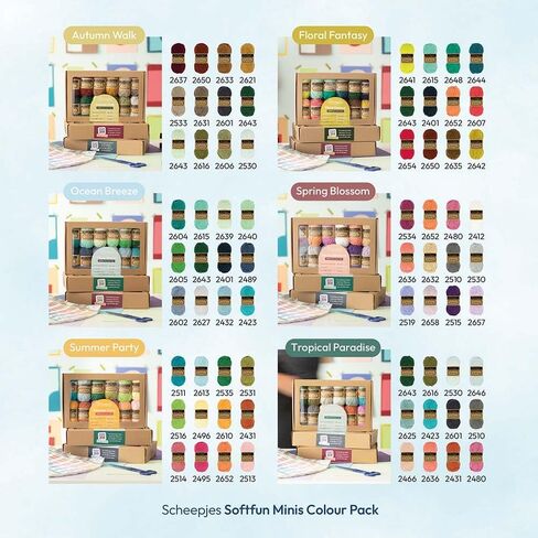 Scheepjes Softfun Colour Pack 12x20g - Tropical Paradise Versatile Yarn for Knitting and Crocheting in Saudi Arabia