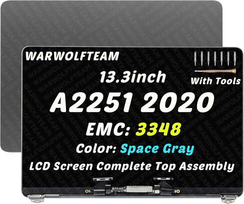 Compatible with MacBook Pro A2251 2020 EMC 3348 MWP42 MWP52 MWP62 MWP72 MWP82 LCD LED Screen Replacement Cover Cable Hinges Full Top Complete Assembly 13.3" 2560 x 1600(Space Gray) in Saudi Arabia