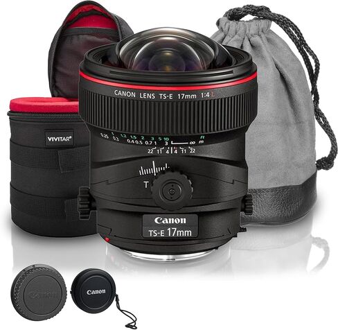 مجموعة عدسات Canon TS-E مقاس 17 مم f/4L قابلة للإمالة | برايم عريض للغاية مع التحكم في منظور الإمالة والتحول، وتصميم التركيز اليدوي | لصور الهندسة المعمارية والمناظر الطبيعية (3553B002) + علبة العدسة + مجموعة أدوات التنظيف in Saudi Arabia