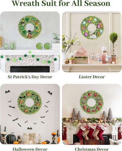Eucalyptus Wreaths for Front Door 20inch, Spring Summer Greenery Wreath with Two-Tone Leaves & Yellow Flower Buds, Artificial Wreath Decoration for Farmhouse, Wedding, Home, Wall, Indoor & Outdoor in Saudi Arabia