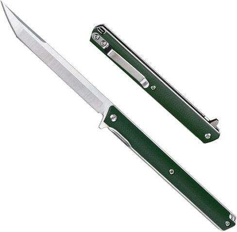 T42 Small Slim Pocket Flipper Knife, 3.5 inches D2 Tanto Blades, Contoured G10 Handle with Liner lock Compact Gentlemen's Folding Utility Tactical EDC, 2oz (Black) in Saudi Arabia