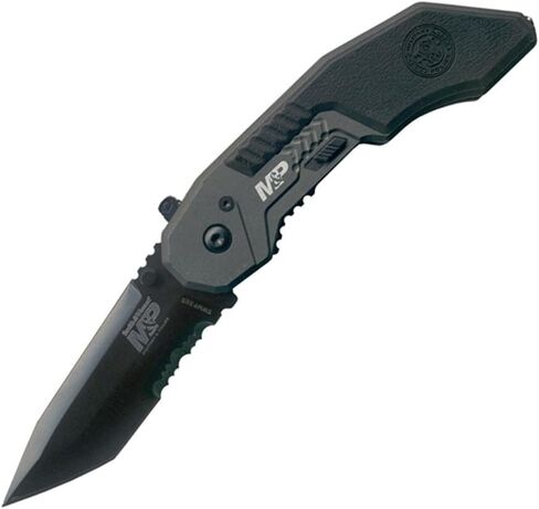 Smith & Wesson M&P SWMP3BSD 7.1in SS سكين قابل للطي بمساعدة 2.8in شفرة تانتو مسننة ومقبض ألومنيوم للاستخدام الخارجي والتكتيكي والبقاء وEDC in Saudi Arabia