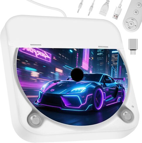 مشغل أقراص مضغوطة لمنفذ USB للسيارة ومنفذ AUX، ومشغل أقراص مضغوطة خارجي للسيارة مع محول USB-C، وكابل تمديد، للسيارات التي لا تحتوي على مشغل أقراص مضغوطة، يعمل عموديًا وأفقيًا لستيريو السيارة in Saudi Arabia