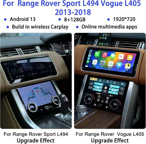 ستيريو راديو السيارة لعام 2013 2014 2015 2016 2017 2018 رينج روفر سبورت L494 فوغ L405 ترقية Android13 نظام تحديد المواقع العالمي (GPS) شاشة لمس لاسلكية Carplay WiFi 4G ترقية الصوت (أسود، راديو هارمان) in Kuwait