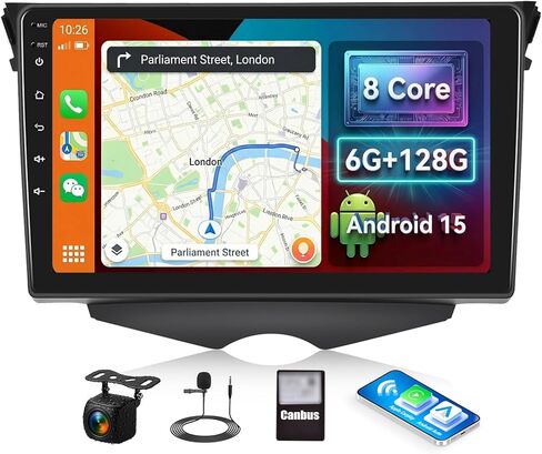 [8 Core 6G+128G] Android 15 Car Stereo for Hyundai Veloster 2011-2015 with Wireless CarPlay Android Auto,9" Touchscreen Car Radio with Mirror Link WiFi/GPS DSP Bluetooth FM/RDS HiFi+Backup Camera in Saudi Arabia