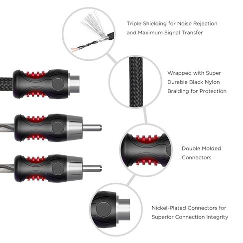 Recoil P1F2M Pair Premium 1 Female to 2 Male Connectors RCA Audio Y-Adaptor Cables, 100% Oxygen Free Copper, Double Shielded with Noise Reduction in Saudi Arabia