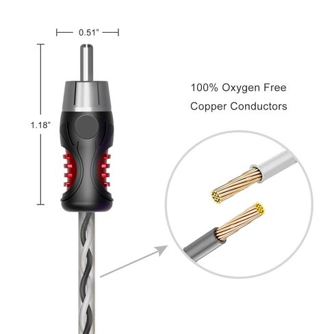 Recoil P1F2M Pair Premium 1 Female to 2 Male Connectors RCA Audio Y-Adaptor Cables, 100% Oxygen Free Copper, Double Shielded with Noise Reduction in Saudi Arabia
