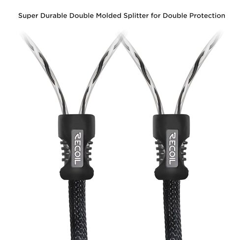 Recoil P1F2M Pair Premium 1 Female to 2 Male Connectors RCA Audio Y-Adaptor Cables, 100% Oxygen Free Copper, Double Shielded with Noise Reduction in Saudi Arabia