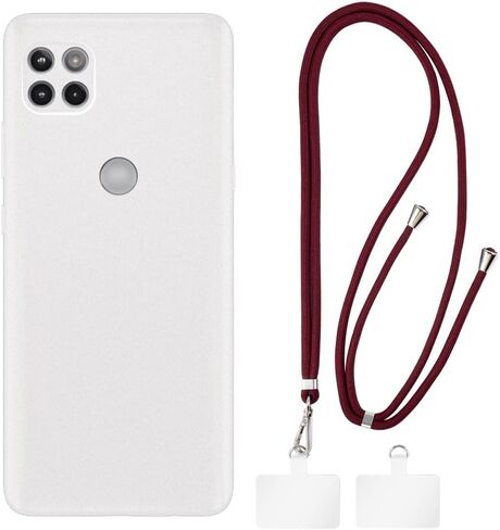 Case and Crossbody Lanyard Set Compatible with Motorola One 5G UW Ace Phone Cover and Adjustable Neck Strap with Metal Buckles and 2 Patches(Black + Black) in Saudi Arabia