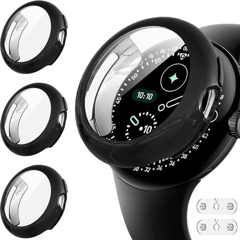 حافظة Suoman 3-Pack لـ Google Pixel Watch 4 41 مم، [مضادة للخدش] [أضف منفذ شاحن] غطاء واقي شاشة TPU ناعم وواقي شامل لساعة Pixel 4 41 مم - شفاف + شفاف + شفاف in Kuwait