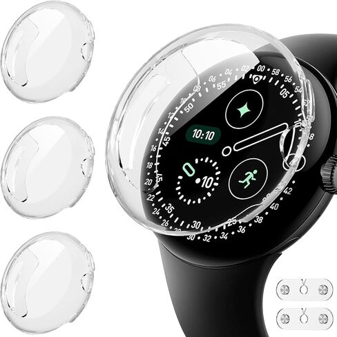حافظة Suoman 3-Pack لـ Google Pixel Watch 4 41 مم، [مضادة للخدش] [أضف منفذ شاحن] غطاء واقي شاشة TPU ناعم وواقي شامل لساعة Pixel 4 41 مم - شفاف + شفاف + شفاف in Kuwait