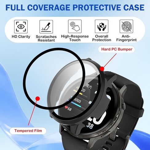 2 Pack for Garmin Venu 4 45mm Smartwatch Screen Protector Case, Full Coverage HD Ultra-thin Scratch Resistant Case, Charge Dust Plug + Hard PC Protective with Built-in Tempered Film (Black) in Saudi Arabia