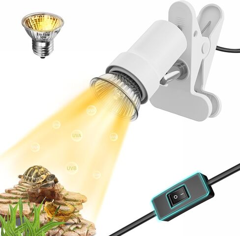 مصباح حرارة الزواحف ، مصباح سلحفاة مع مصباح كهربائي UVA/UVB 50W ، 360 درجة مقطع قابلة للتدوير الزواحف المصباح لخزانات البرمائيات والزواحف ، والأقفاص ، (أسود) in Kuwait