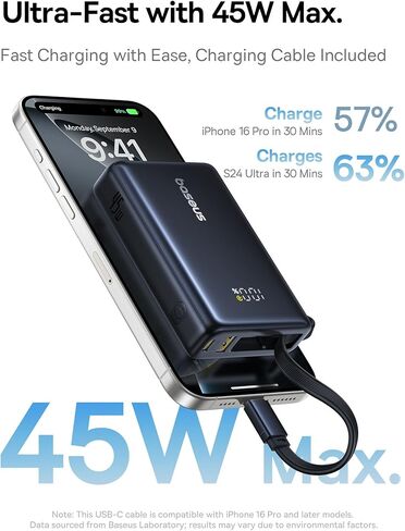 شاحن Baseus USB C بقدرة 67 واط وبنك طاقة بقدرة 45 واط in Saudi Arabia