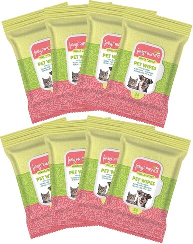 FurryFriends Pet Wipes | Vanilla Coconut Scented | Hypo-allergenic | Alcohol Free| Deodorizing | Removes Loose Hair & Dirt | Incredibly Clean | 100 ct. 1 Pack in Saudi Arabia