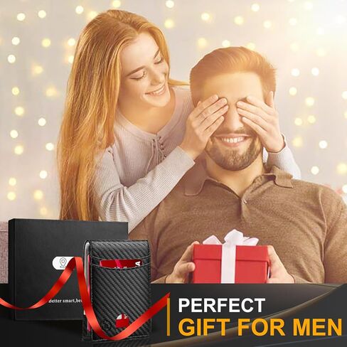 Mens Wallet with Tracker, Rechargeable Wallet Finder, Works with Apple Find My or Bseek, Thin Design, Smart Item Locator (iOS or Android(Carbon Black & Black, Android) in Saudi Arabia