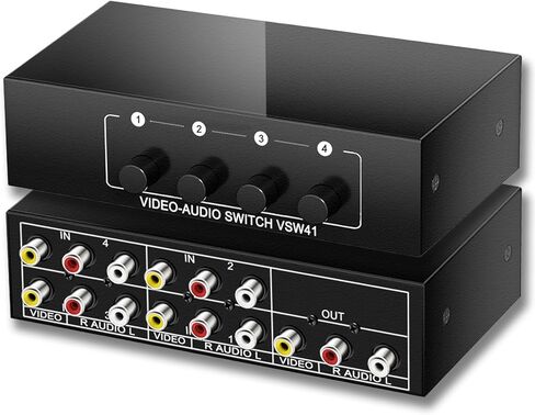 RCA AV Switch 4 in 1 Out Composite Video Switcher L/R Audio Selector Box in Kuwait